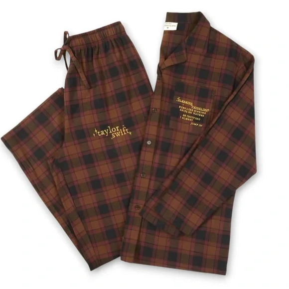 Taylor Swift Evermore Album Plaid Pajama Set I Almost Jumped In Flannel Sz Large - Picture 16 of 16